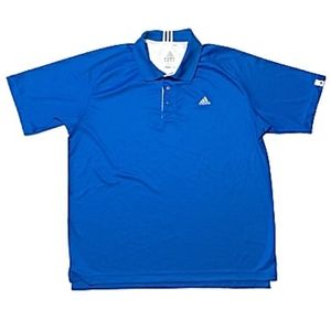 Adidas blue & white Climalite collar short sleeve